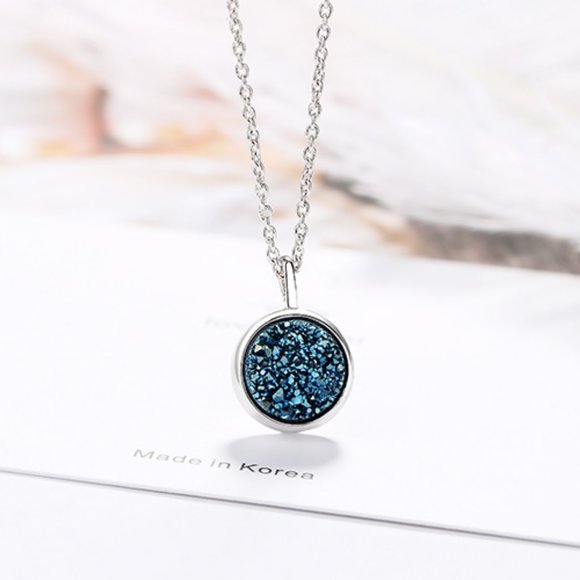 *NEW 925 Sterling Silver Blue Crystal Necklace - Picture 4 of 10